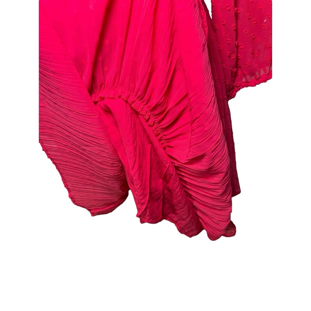 Anthropologie Red Pleated Tiered Sundress with Bishop Sleeves - Picture 7 of 10
